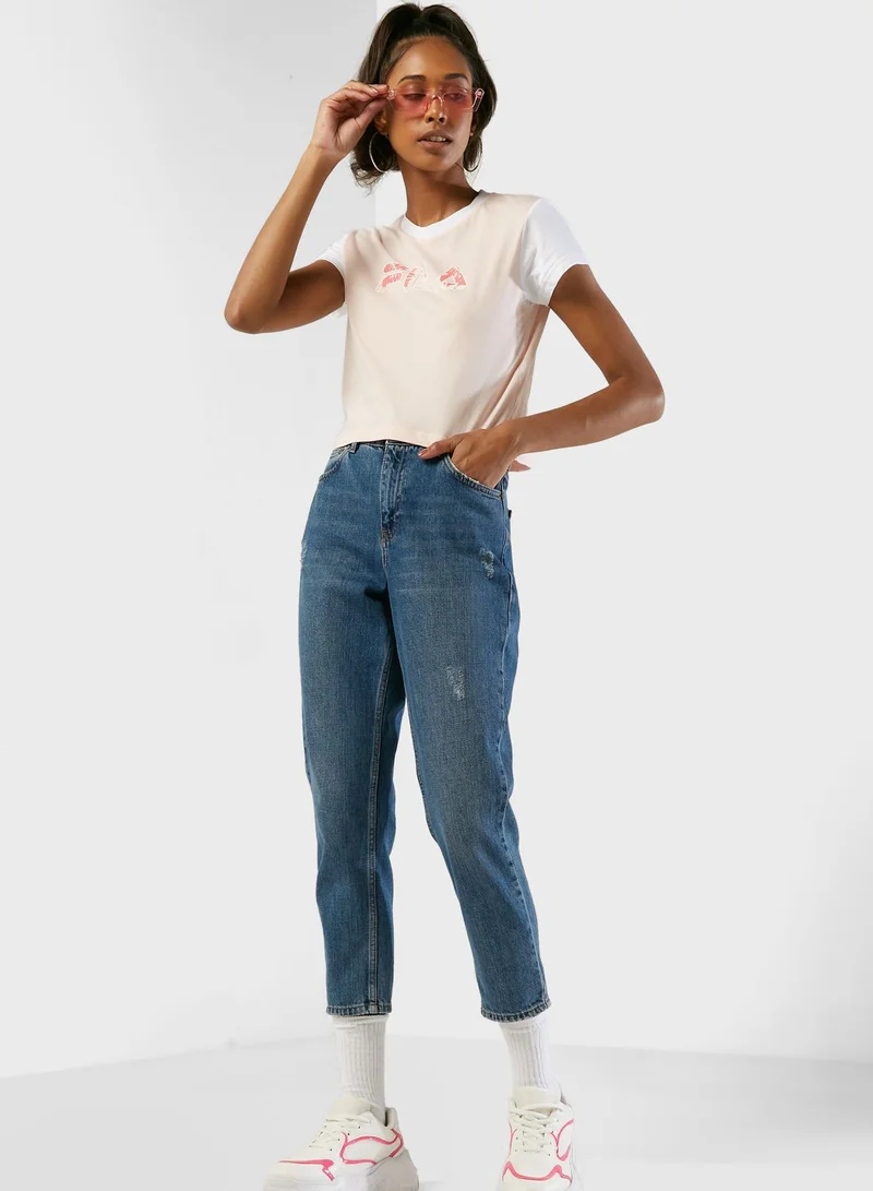 FILA Logo Cropped T-Shirt