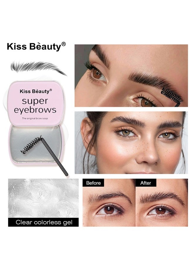 Kiss Beauty - Eyebrow Soap Kit, 3D Brows Styling Soap, Transparent Long-Lasting Waterproof Eyebrow Shaping Gel, Eyebrow Styling Pomade with Eyebrow Brushes - Image 1
