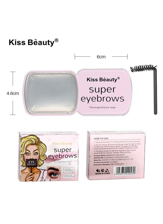 Kiss Beauty - Eyebrow Soap Kit, 3D Brows Styling Soap, Transparent Long-Lasting Waterproof Eyebrow Shaping Gel, Eyebrow Styling Pomade with Eyebrow Brushes - Image 1