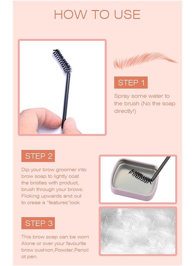 Kiss Beauty - Eyebrow Soap Kit, 3D Brows Styling Soap, Transparent Long-Lasting Waterproof Eyebrow Shaping Gel, Eyebrow Styling Pomade with Eyebrow Brushes - Image 1