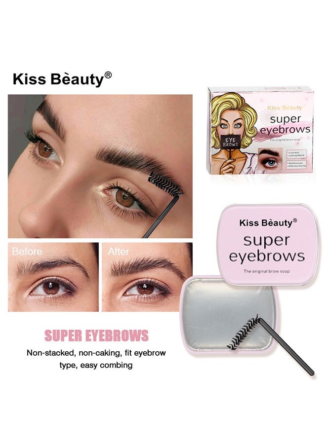 Kiss Beauty - Eyebrow Soap Kit, 3D Brows Styling Soap, Transparent Long-Lasting Waterproof Eyebrow Shaping Gel, Eyebrow Styling Pomade with Eyebrow Brushes - Image 1