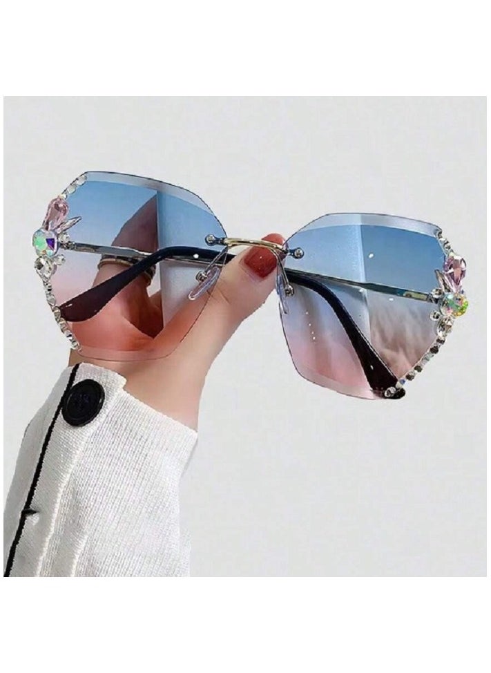 Shein 1pc Fashionable Rhinestone Decorated Women's Eyeglasses, Slimming And Style For Daily Wear Beach Accessories For Women Glasses  - Image 2
