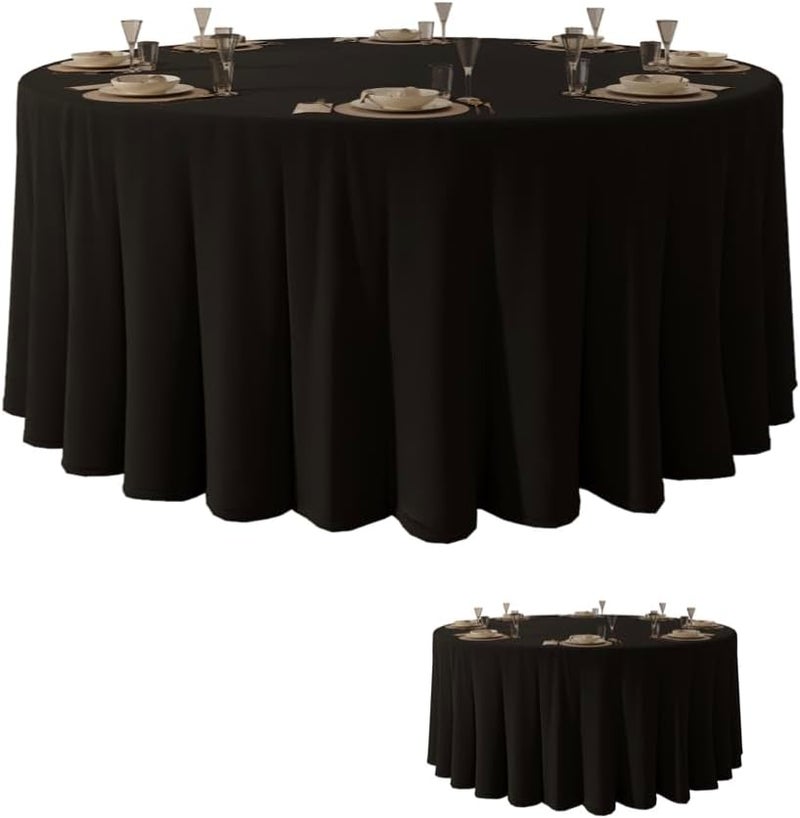 Urby 120 inches Large Black Round Tablecloth for 5-6ft Round Folding Table That Seats 6-8 Guests, for Table with 6 Chairs. Ideal for Party, Wedding, Banquet and Events. 2pk - Image 1