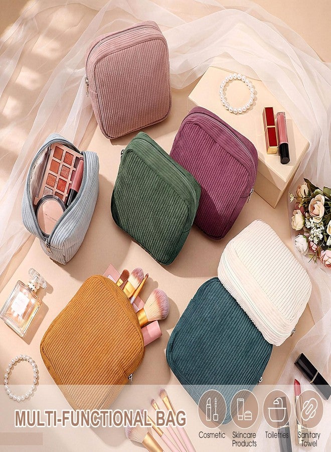 Dansydaisy 9 Pcs Sanitary Storage Pouch Mini Corduroy Makeup Bag Gift Period Bags for Teen Girls for School Tampon Bag Small Portable Zipper Travelling Gifts from Mothers to Daughters(Retro Color) - Image 4
