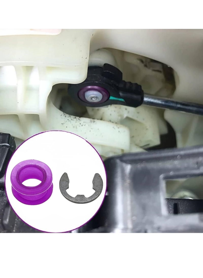 طقم واحد مكون من جلبة ناقل حركة لون ارجواني و مشبك اسود لتثبيتها تستخدم لربط واصلاح ناقل الحركة لاتوماتيكي مع عمود الجير بوكس مصممة خصيصًا لتكون متوافقة مع مجموعة واسعة من السيارات مصنوعة من البلاستيك الصلب من مادة البولي يوريثين الأرجوانية المتينة تستخدم لاستبدال الجلبة البالية أو المكسورة في وصلة كابل ناقل الحركة مما يتيح تحسين تعشيق و دقة  تبديل التروس بسلاسة ودقة ويمنع فصل الكابل عن ذراع النقل ايضا تساعد على تقليل "الارتخاء" أو التذبذب في ذراع نقل الحركة متوافقة مع العديد من الطرازات والموديلات مثل تويوتا كورولا وماتريكس ودودج وجيب ولكزس وميتسوبيشي وسوزوكي مصممة لسهولة التركيب دون الحاجة إلى أدوات خاصة مما يوفر بديلاً فعالاً من حيث التكلفة استبدالها حلاً شائعاً للمشاكل المتعلقة بصعوبة تعشيق التروس أو صدور أصوات غير طبيعية من ناقل الحركة يعد - Image 3