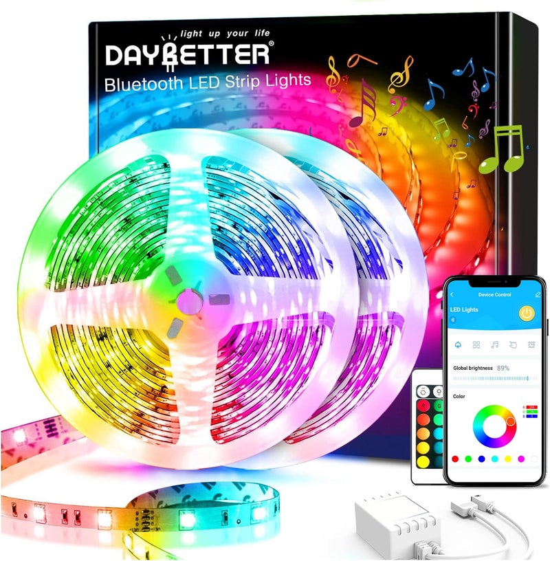 DAYBETTER 100Ft Smart Led Lights,5050 RGB Led Strip Lights Kits with Remote, App Control Timer Schedule Led Music Strip Lights(2 Rolls of 50ft) - Image 1