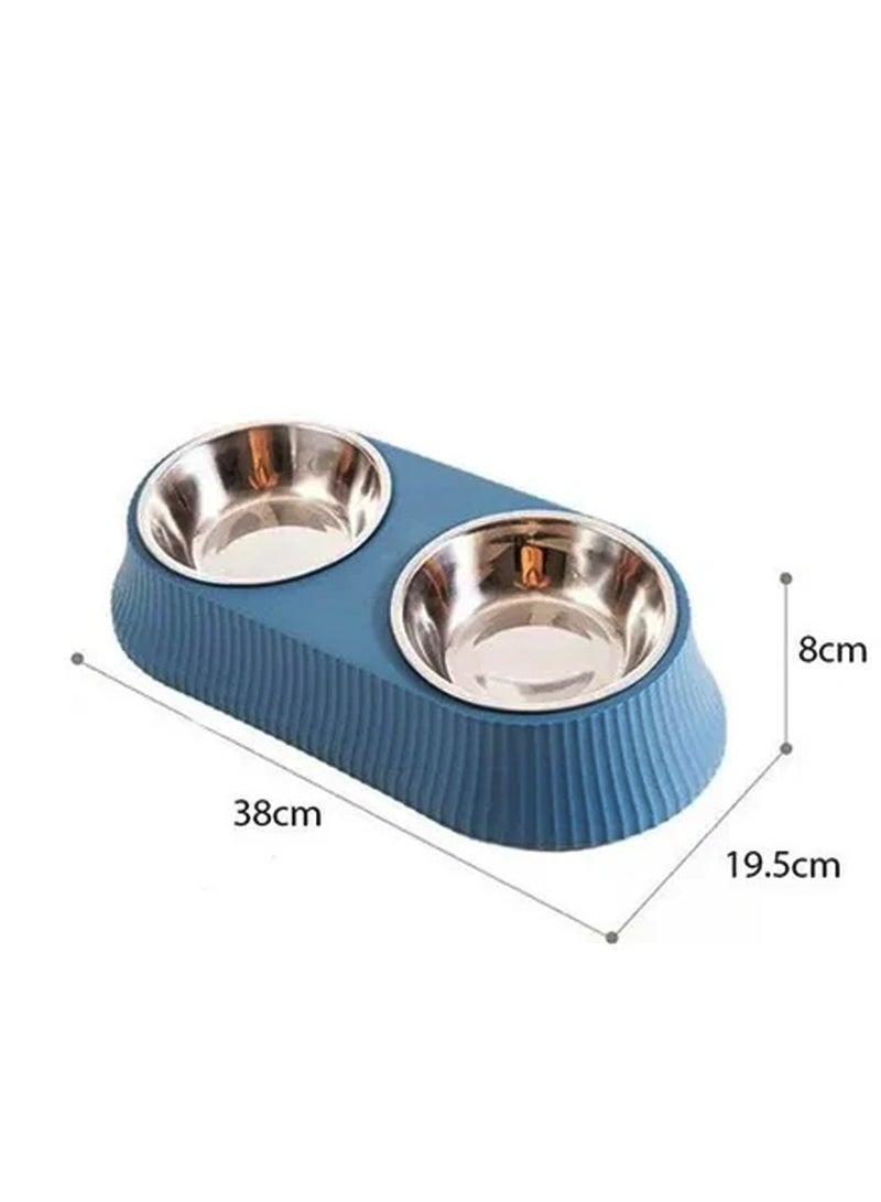 Double Bowl Detachable Stainless Steel Bowl, Pet Feeder for Cats and Small Dogs - Image 2