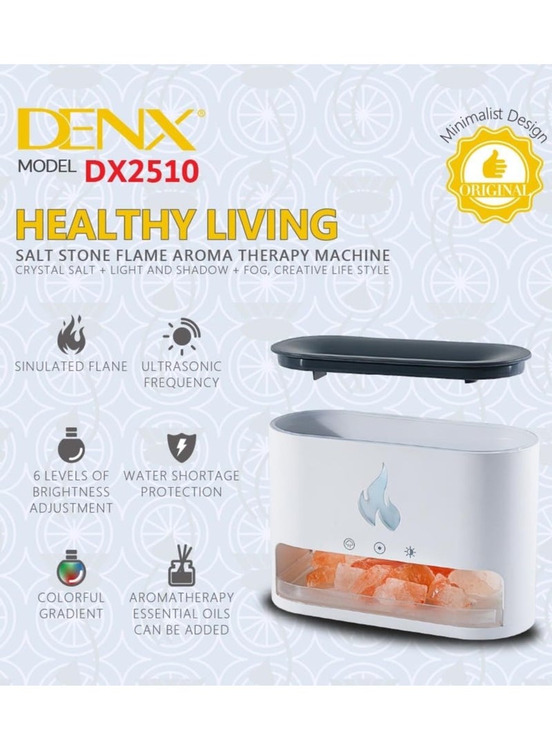 مرطب هواء DENX معطر جو، مرطب على شكل نار، ناشر تأثير لهب ملح الهيمالايا للإضاءة المميزة، ناشر رائحة اللهب الكهربائي، معطر هواء بالبخار بسعة 250 مل للتنقية، DX2510