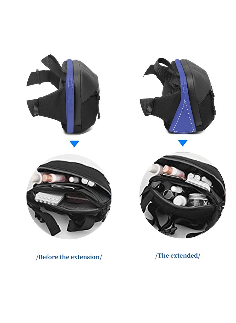 SYOSI - Pack for Men Multi-Pockets Waist Bag Water-resistant Lightweight Chest Bag Expandable Belt Bag for Sport Travel Walking Running Hiking Cycling (Black) - Image 1