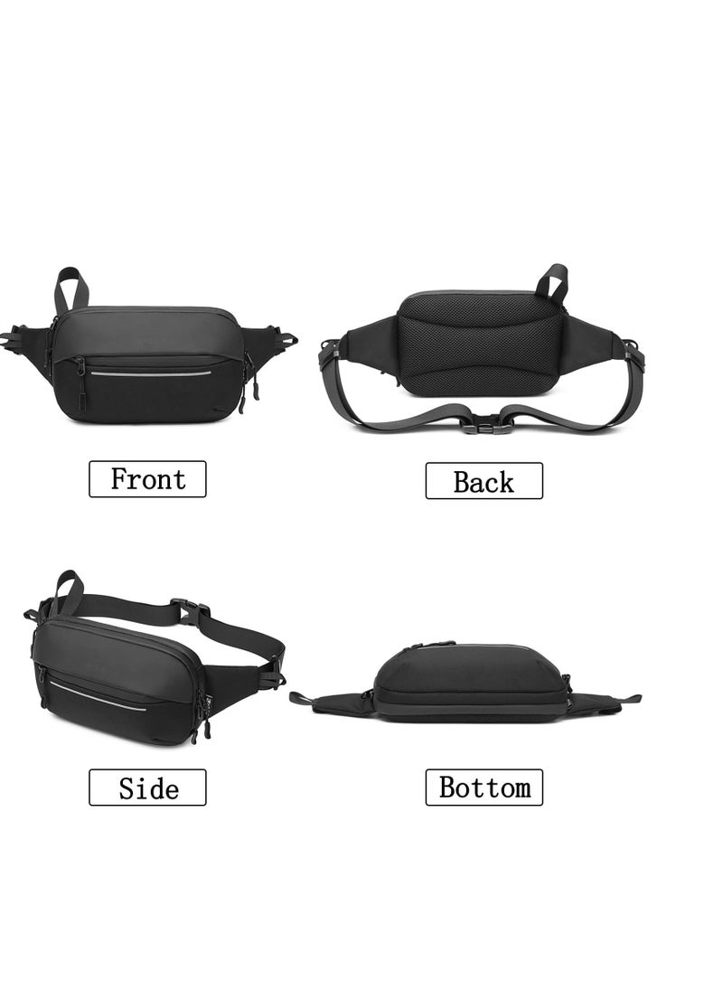 SYOSI - Pack for Men Multi-Pockets Waist Bag Water-resistant Lightweight Chest Bag Expandable Belt Bag for Sport Travel Walking Running Hiking Cycling (Black) - Image 1