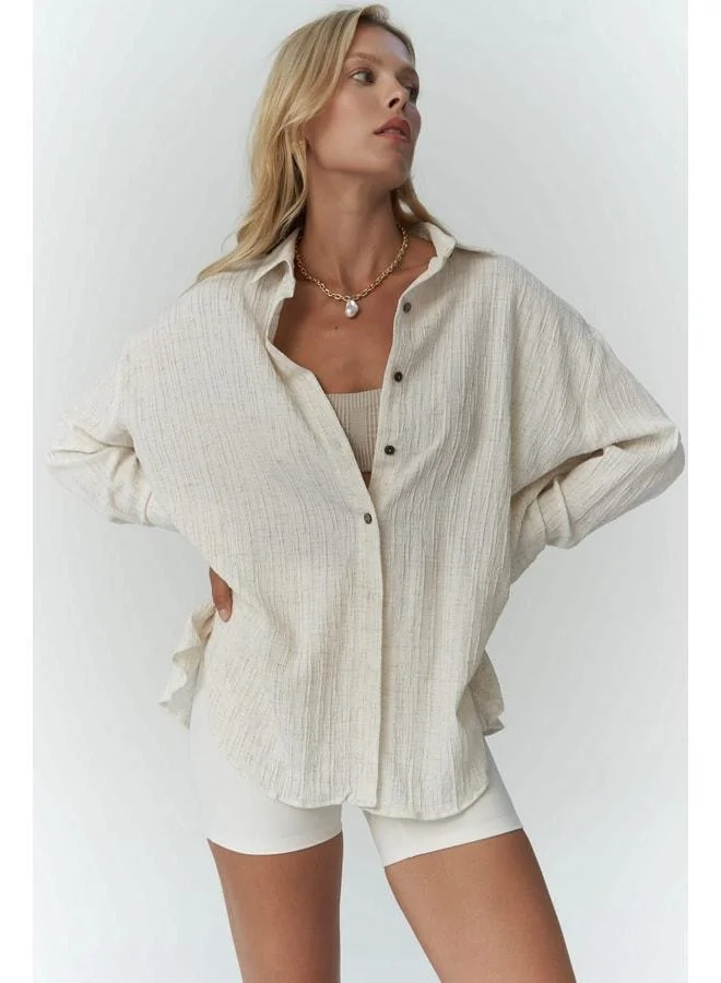 MAI STUDIOS CO. Durres Beige Oversized Shirt.