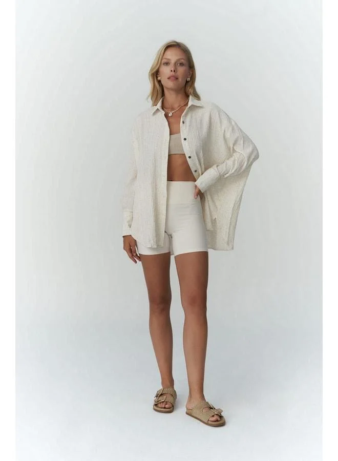 MAI STUDIOS CO. Durres Beige Oversized Shirt.
