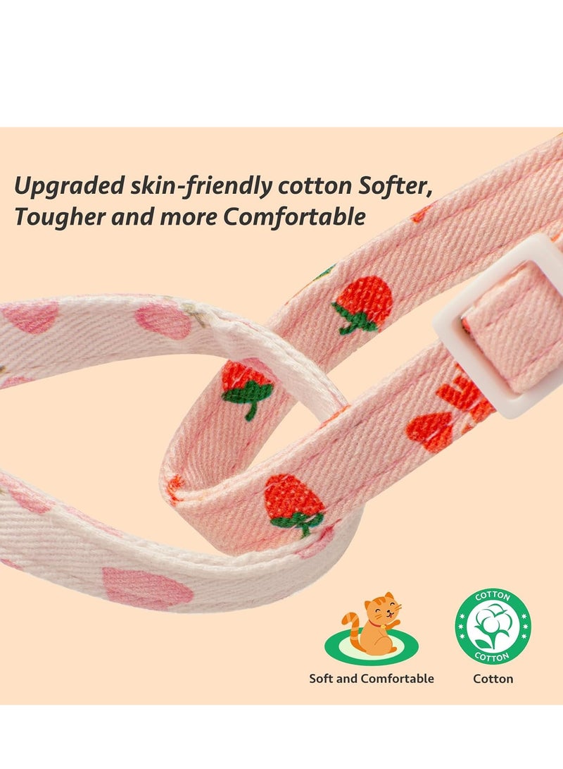 إيزي 2 قطعة قطن قابل للفصل قط طوق , توت وردي و أبيض على شكل قلب قطط قلادة طوق , محبوب قطط طوق مع جرس , جدّا مناسبة لأنّ بنت قطط فتى قطط - Image 3