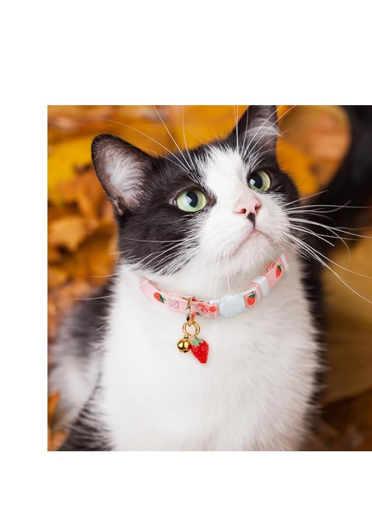 2 Pack Cotton Breakaway Cat Collar,Pink Strawberries and White Heart Shaped Pendant Kitten Collar Cute Cat Collar with Bell,Ideal for Girl Cats Boy Cats - pzsku/ZDC4224A8D90D1A4582F7Z/45/_/1735112692/8532582d-676f-4890-92e4-451ec9bce7a1