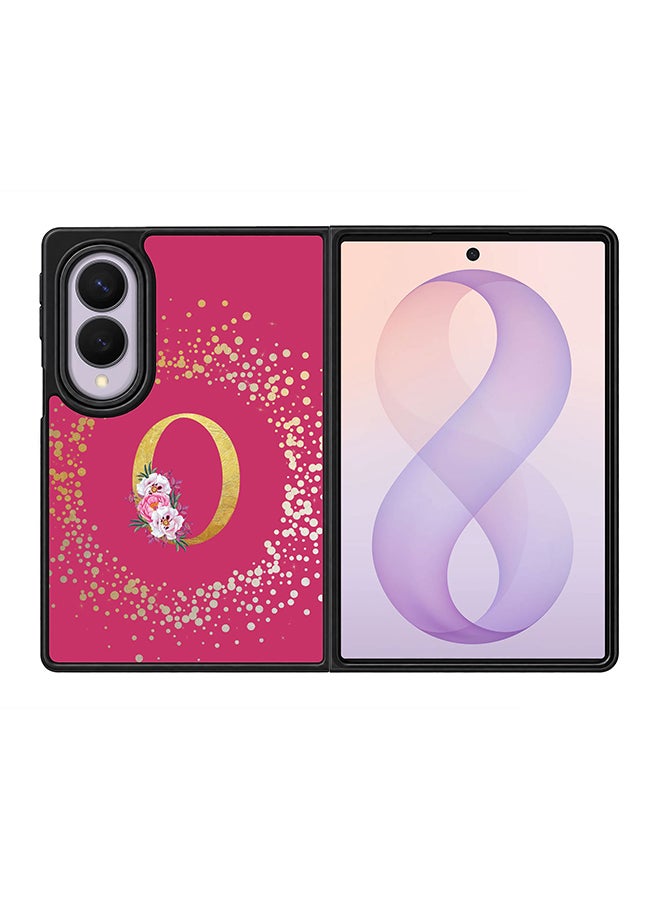Stylizedd Rugged Case for Samsung Galaxy Z Fold8- Slim Fit Hybrid Rubber Cover Floral Monogram - O (Deep Pink)