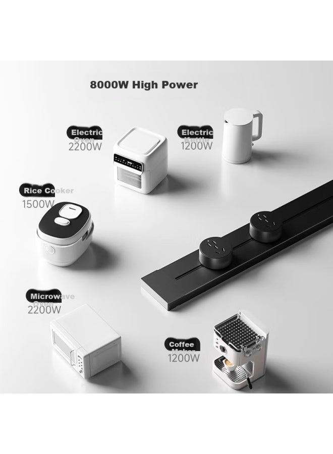 Oaks Aokesi Track Socket, Kitchen-specific Household Surface-mounted Power Strip, Sliding Rail Socket, Suitable For Xiaomi C6 Single-point 30cm Track + 3 White Five-hole Sockets - Image 2