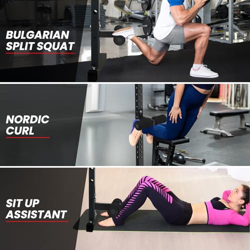 WYGVNR Nordic Hamstring Curl Squat Rack Attachment, Sit Up Assistant Device Abdominal Core Workout, Bulgarian Split Squats, for Power Rack Power Cage - Image 2