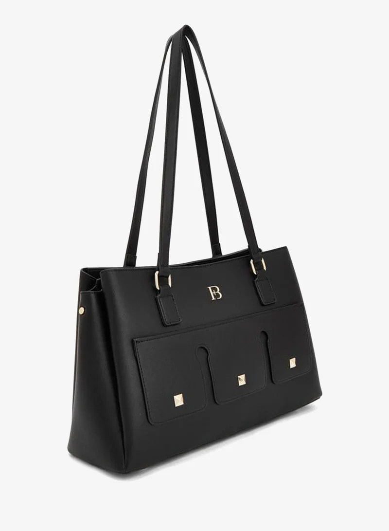 Flora Bella By Shoexpress BLACK Solid Tote Bag With Double Handle for Women | Best Price UAE