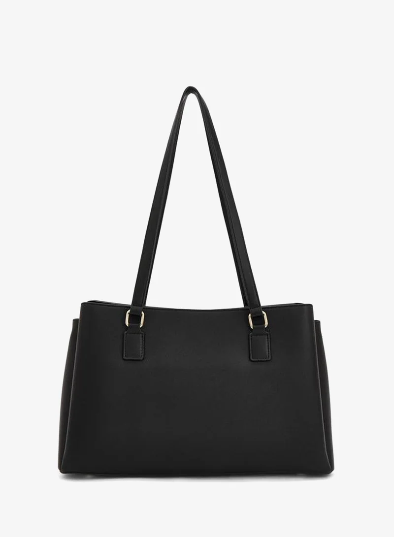 Flora Bella By Shoexpress BLACK Solid Tote Bag With Double Handle for Women | Best Price UAE