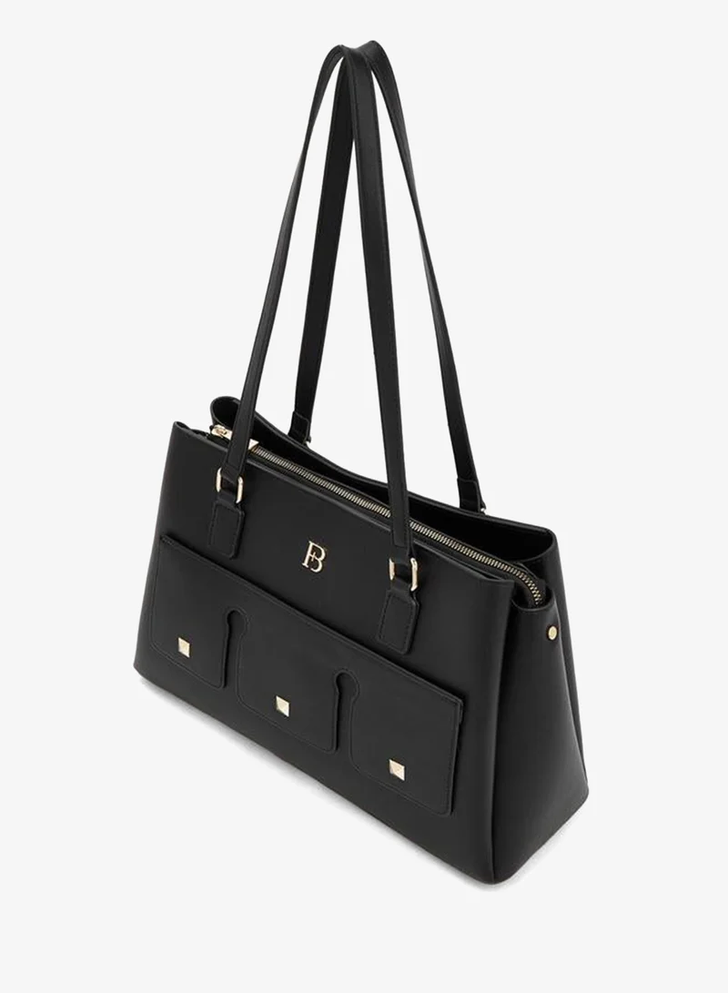 Flora Bella By Shoexpress BLACK Solid Tote Bag With Double Handle for Women | Best Price UAE