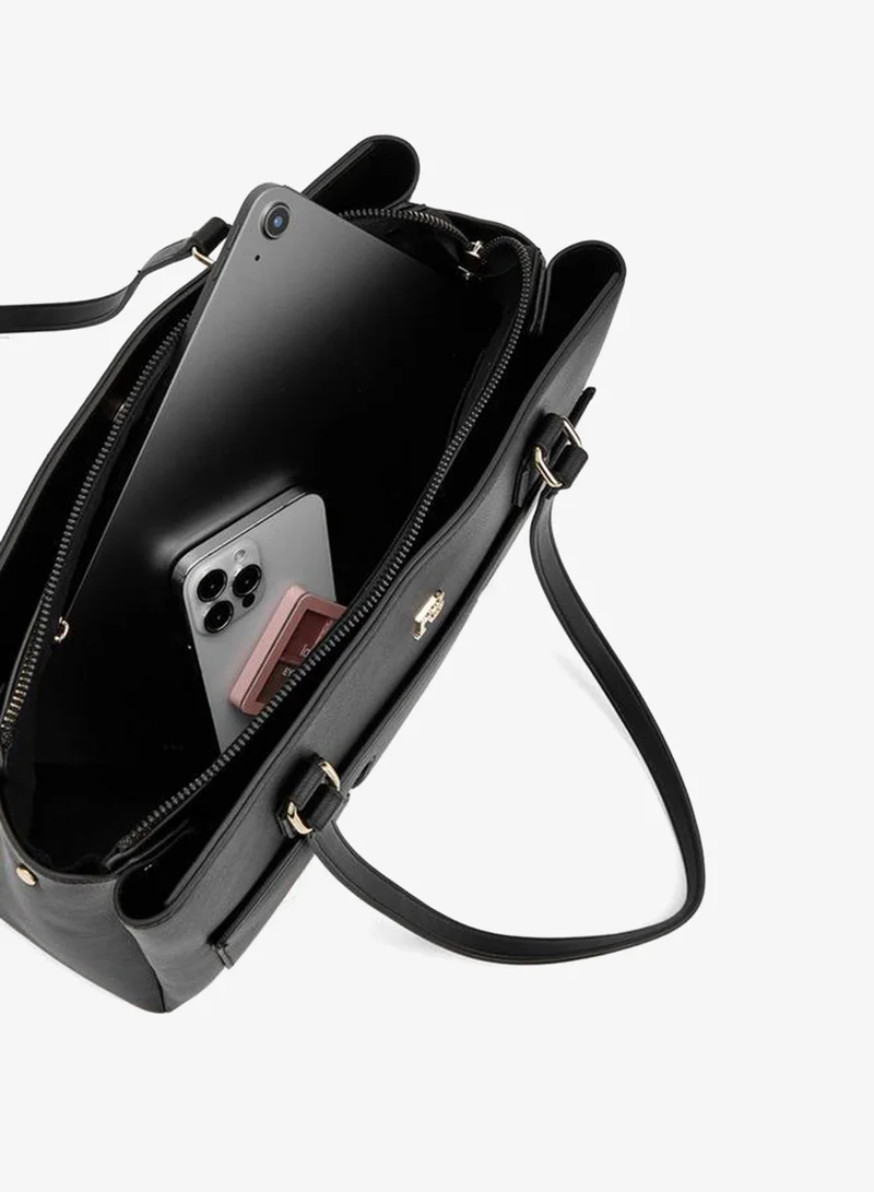 Flora Bella By Shoexpress BLACK Solid Tote Bag With Double Handle for Women | Best Price UAE