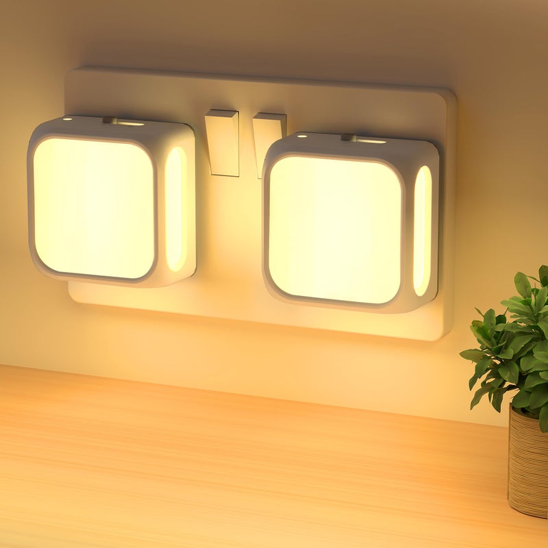 PURSNIC Night Light Plug in Wall، من الغسق إلى الفجر، 3000K أبيض دافئ، 2 حزمة - Image 1
