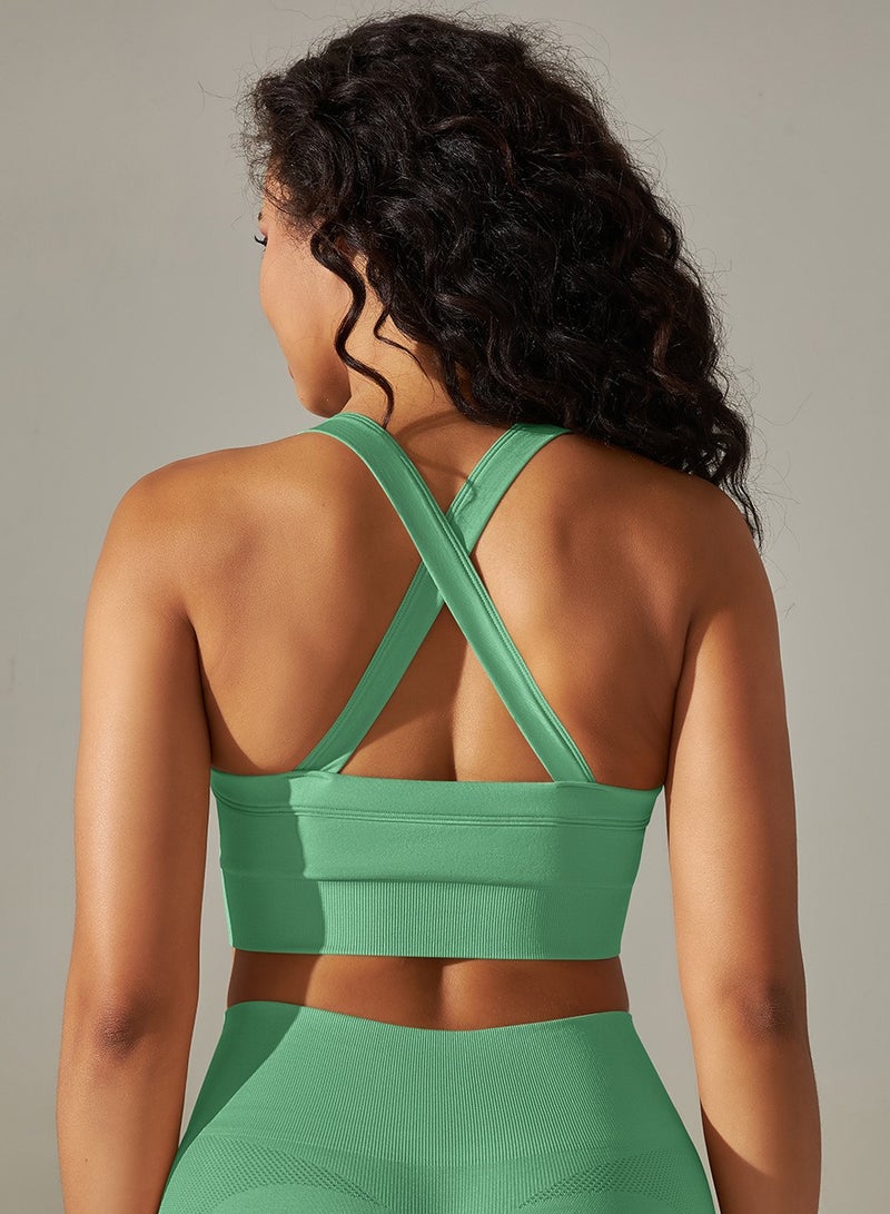 Loquat High Elastic Running Sports Fitness Yoga Bra Green - Image 2