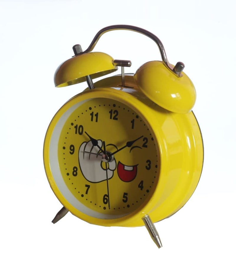 Lilone Emoji Design Yellow Twin Bell Loud Alarm Clock for Heavy Sleepers for Home Decor Kids Room - Image 2