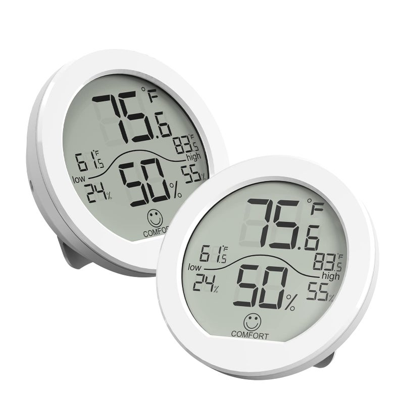 SECRUI Hygrometer Thermometer for Room Temperature Humidity Meter Indoor Thermometer Accuracy Calibration LCD Temperature Sensor with Maximum and Minimum Records, TH1, White, 2 Pack - Image 1