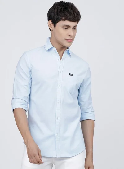 The Indian Garage Co Men Slim Fit Solid Full Sleeves Cutaway Collar Casual Shirt