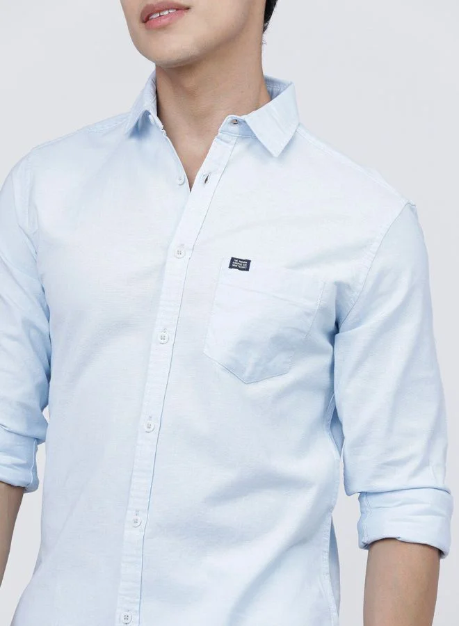 شركة المرآب الهندية Men Slim Fit Solid Full Sleeves Cutaway Collar Casual Shirt