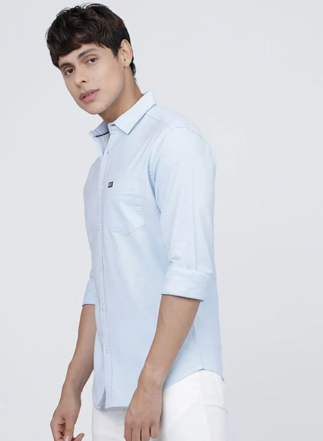 شركة المرآب الهندية Men Slim Fit Solid Full Sleeves Cutaway Collar Casual Shirt