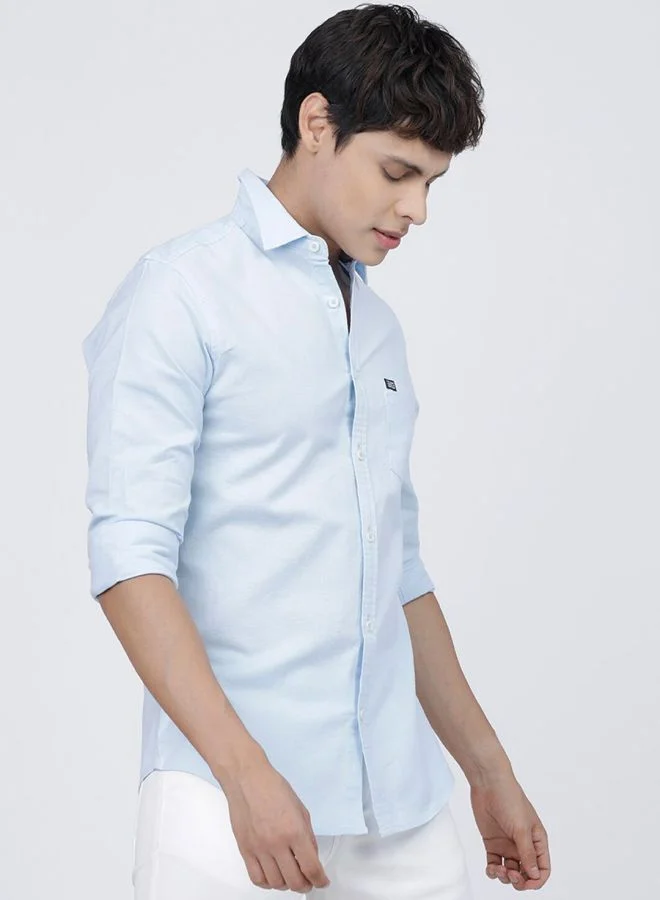 شركة المرآب الهندية Men Slim Fit Solid Full Sleeves Cutaway Collar Casual Shirt