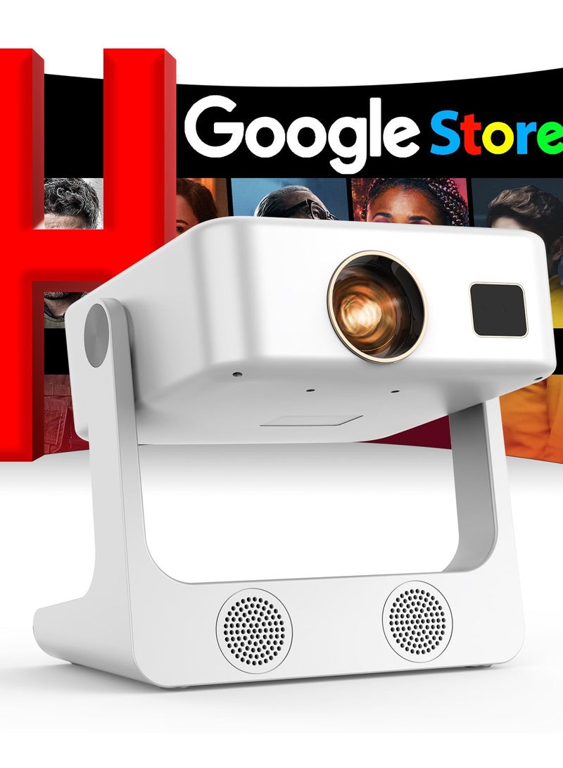 Joshberg 4K Smart Projector with WiFi6 and Bluetooth, 10,000+ Apps, Portable Proyector, 1080P Audio Phone Movie Home, 180° Stand & 300 ''Display, 1200 ANSI/Google Store/Voice Control - Image 1