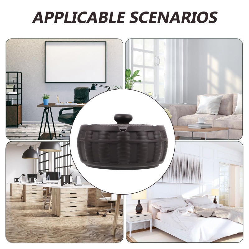 Windproof Ceramic Ashtray With Lid Indoor Desktop Smoke Holder Decorative Tabletop Accent - Image 4