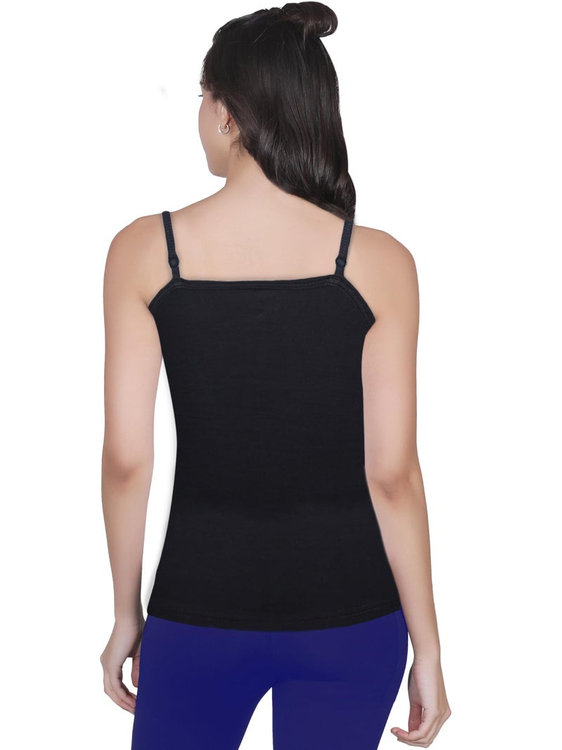 DChica Padded Camisole Bra for Women, Sleeveless Undershirts Cami Vest with Adjustable Straps Cotton Camisole Tank Top/Innerwear for Women (Pack of 2) Solid Colors - Image 5