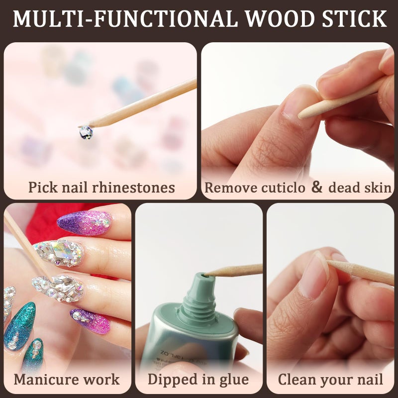 YOLCAR 100PCS Orange Wood Nail Sticks, 4.5 Inch Wooden Cuticle Pusher and Remover Set, Dual-Headed Manicure Tools for Home and Salon - Image 5