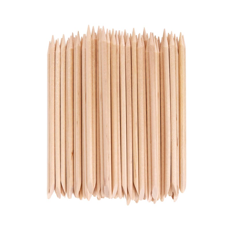 YOLCAR 100PCS Orange Wood Nail Sticks, 4.5 Inch Wooden Cuticle Pusher and Remover Set, Dual-Headed Manicure Tools for Home and Salon - Image 1