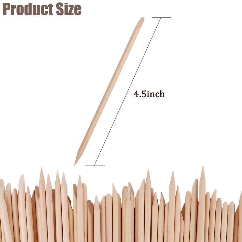 YOLCAR 100PCS Orange Wood Nail Sticks, 4.5 Inch Wooden Cuticle Pusher and Remover Set, Dual-Headed Manicure Tools for Home and Salon - Image 2