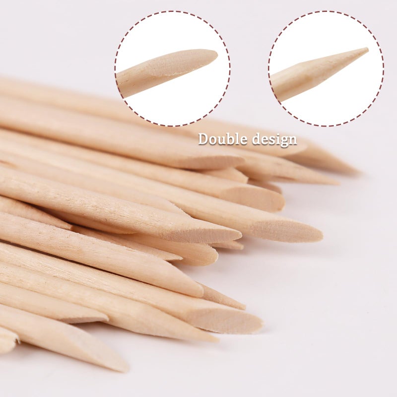 YOLCAR 100PCS Orange Wood Nail Sticks, 4.5 Inch Wooden Cuticle Pusher and Remover Set, Dual-Headed Manicure Tools for Home and Salon - Image 3