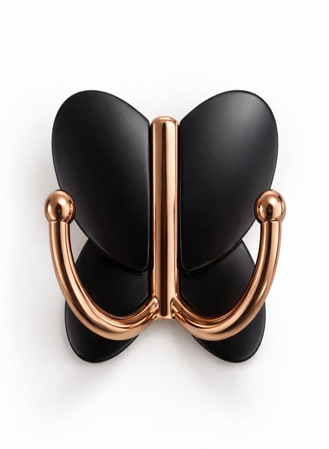 Urban Elite Premium Butterfly Double Wall Hook | Heavy-Duty Metal Hanger for Clothes, Keys & Accessories | Decorative Rose Gold & Matte Black Finish | Ideal for Bathroom, Kitchen & Entryway (1 Pc) - Image 1