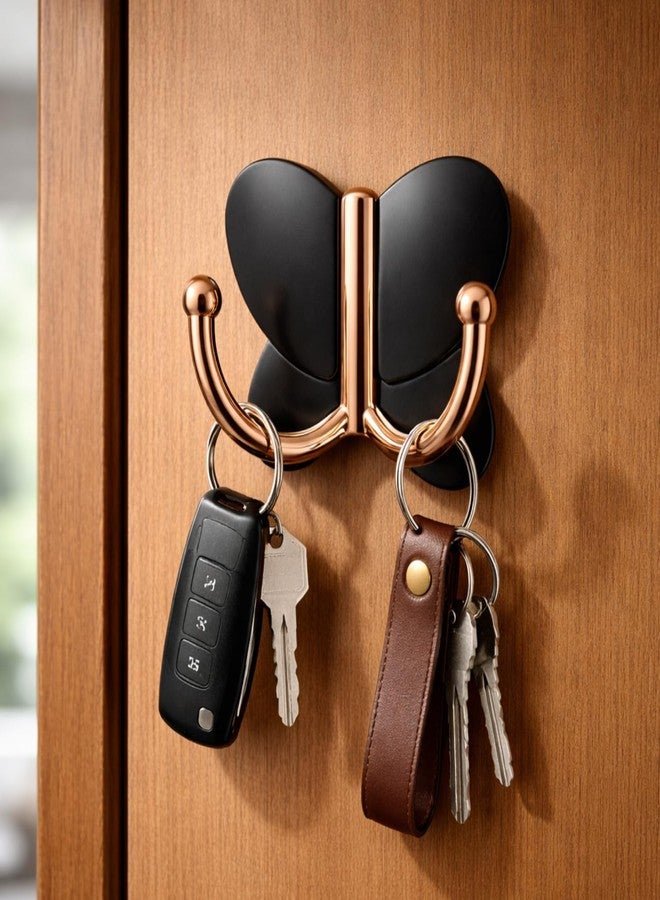 Urban Elite Premium Butterfly Double Wall Hook | Heavy-Duty Metal Hanger for Clothes, Keys & Accessories | Decorative Rose Gold & Matte Black Finish | Ideal for Bathroom, Kitchen & Entryway (1 Pc) - Image 3