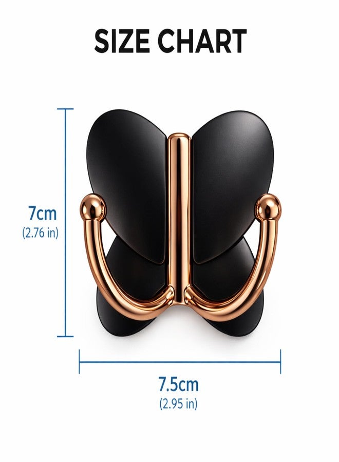 Urban Elite Premium Butterfly Double Wall Hook | Heavy-Duty Metal Hanger for Clothes, Keys & Accessories | Decorative Rose Gold & Matte Black Finish | Ideal for Bathroom, Kitchen & Entryway (1 Pc) - Image 4
