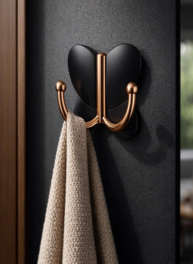 Urban Elite Premium Butterfly Double Wall Hook | Heavy-Duty Metal Hanger for Clothes, Keys & Accessories | Decorative Rose Gold & Matte Black Finish | Ideal for Bathroom, Kitchen & Entryway (1 Pc) - Image 2