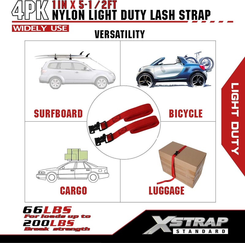 XSTRAP STANDARD 4pk 1" x 5-1/2ft All-Purpose Lashing Strap - Image 5