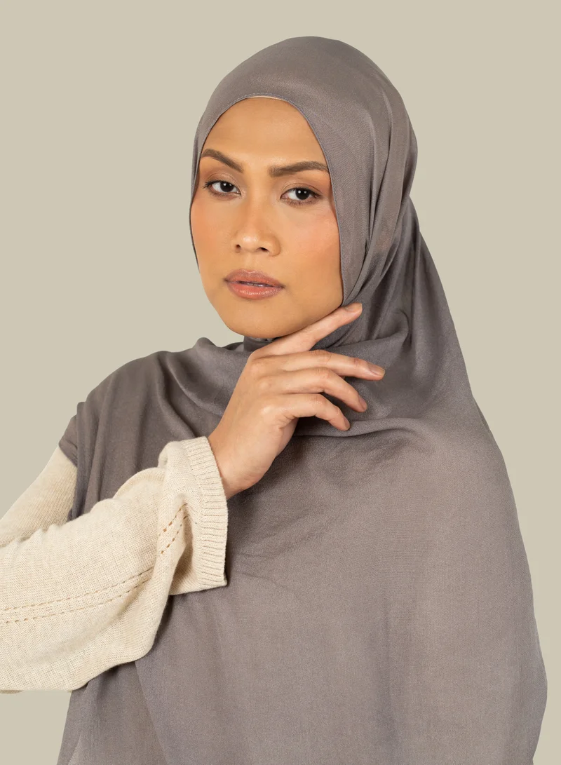 سيلكروز حجاب شيفون حريري بلون أرجواني ترابي