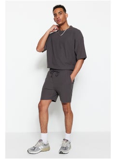 trendyol Basic Smoked Regular/Normal Fit Medium Length Laced Textured Wrinkle-Free Ottoman Shorts TMNSS23SR00039  - Image 1