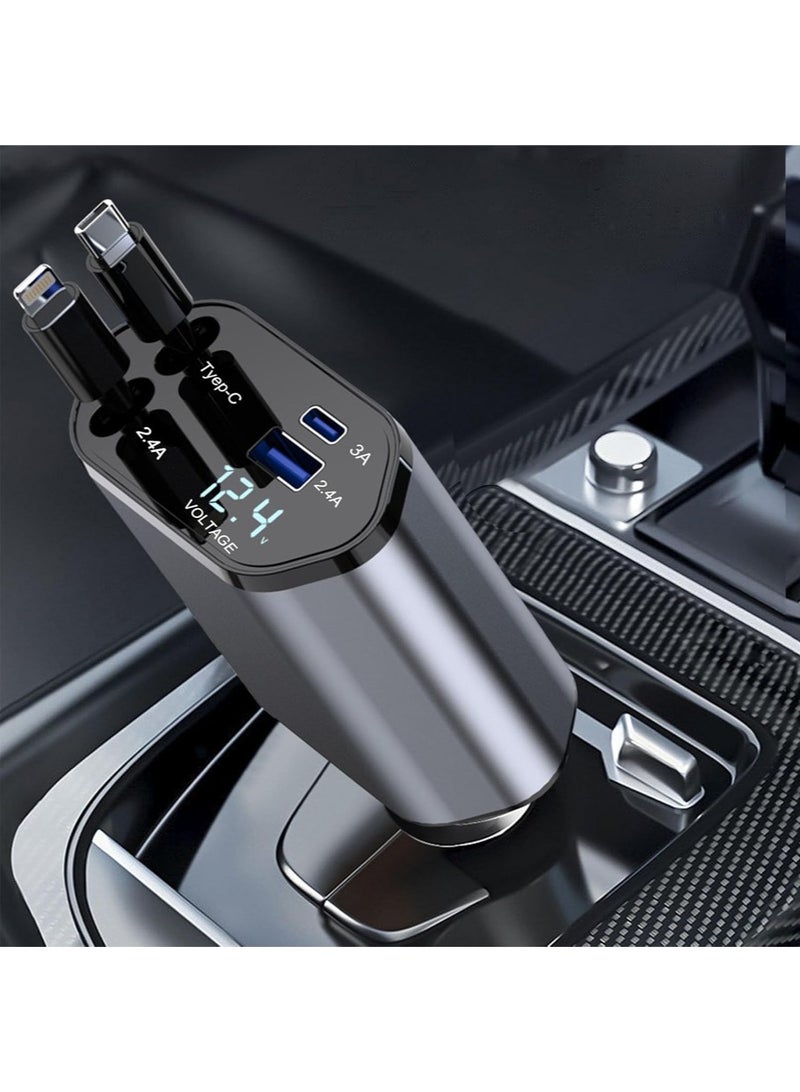 إيزي سو 12/24 فولت 120 واط شاحن سيارة فائق السرعة قابل للسحب محول طاقة السيارة PD20W شاحن سيارة فائق السرعة قابل للسحب من نوع C 40 واط شاحن USB للسيارة مع iPhone و Samsung و Galaxy و Huawei و Xiaomi - Image 1