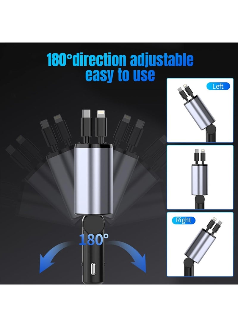 إيزي سو 12/24 فولت 120 واط شاحن سيارة فائق السرعة قابل للسحب محول طاقة السيارة PD20W شاحن سيارة فائق السرعة قابل للسحب من نوع C 40 واط شاحن USB للسيارة مع iPhone و Samsung و Galaxy و Huawei و Xiaomi - Image 5