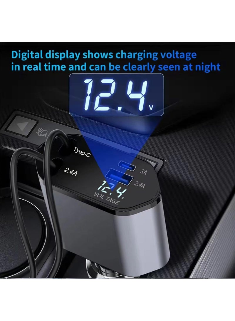 إيزي سو 12/24 فولت 120 واط شاحن سيارة فائق السرعة قابل للسحب محول طاقة السيارة PD20W شاحن سيارة فائق السرعة قابل للسحب من نوع C 40 واط شاحن USB للسيارة مع iPhone و Samsung و Galaxy و Huawei و Xiaomi - Image 4